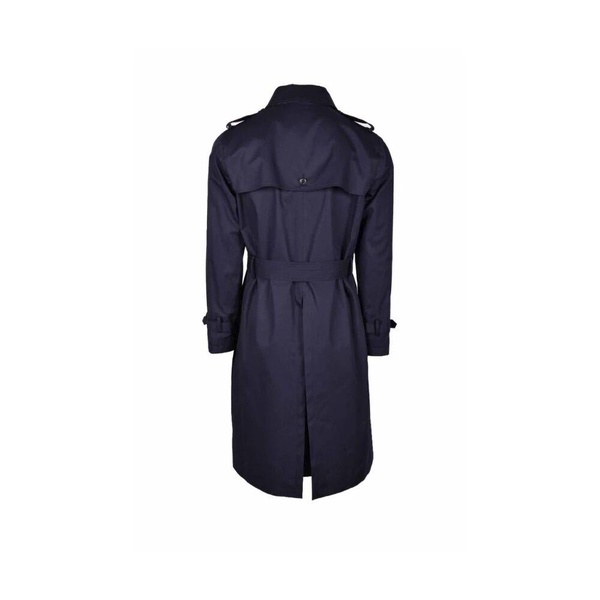 Blue Cotton Double-Breasted Trench Coat