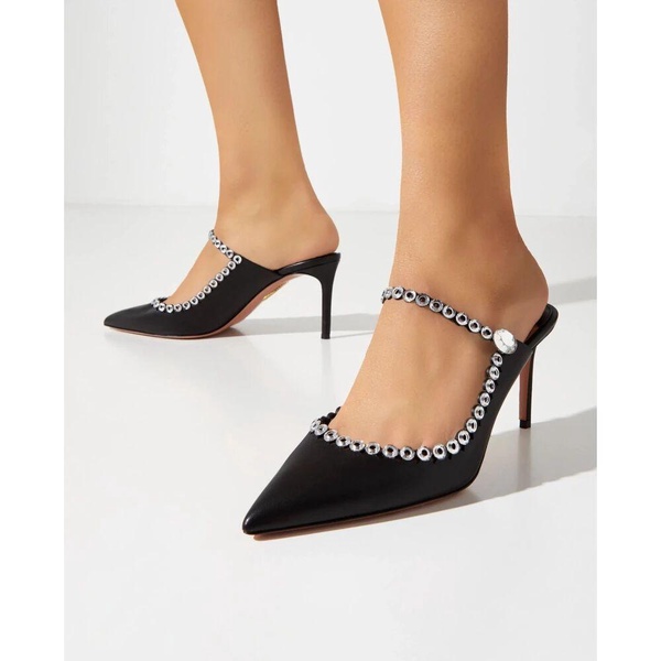 Black Crystal Stiletto Mules Carnaval