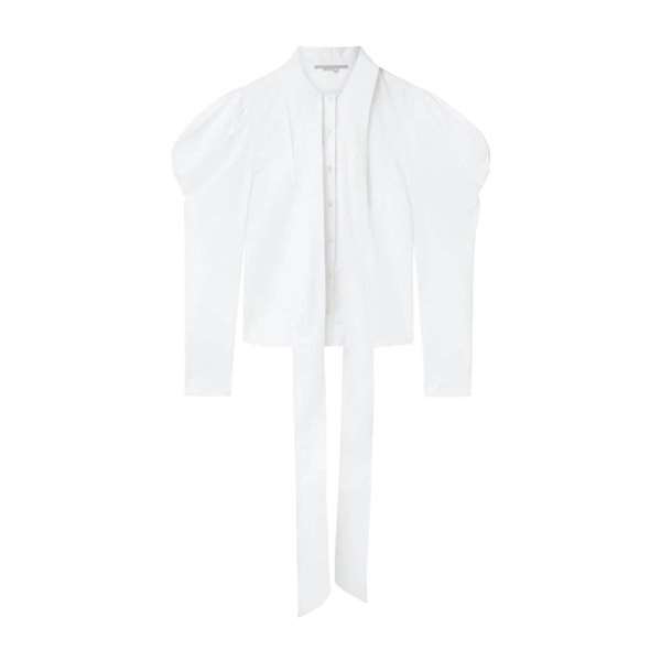 White Cotton Shirt with Lavallière Collar