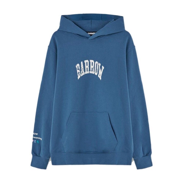 Blue Hooded Sweater with Logo Print