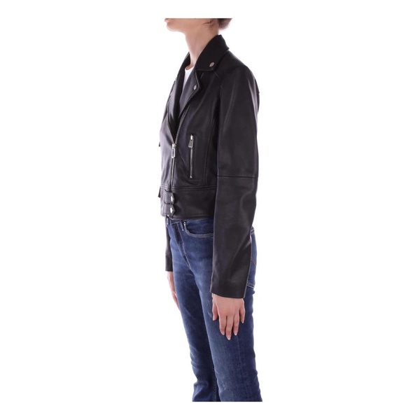 Black Leather Zipper Coat
