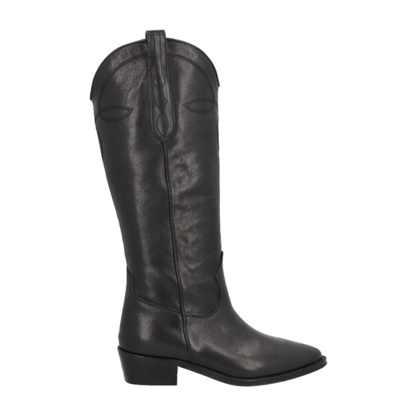 Black Casual Leather Womens Boot