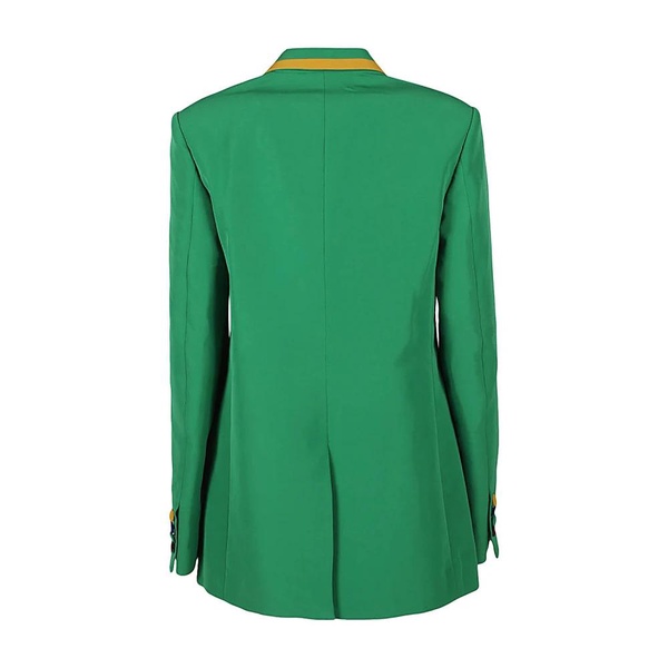 Green Contrast-Trim Blazer