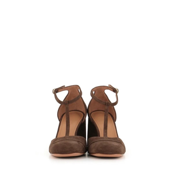 Brown Heeled Square Toe Pumps