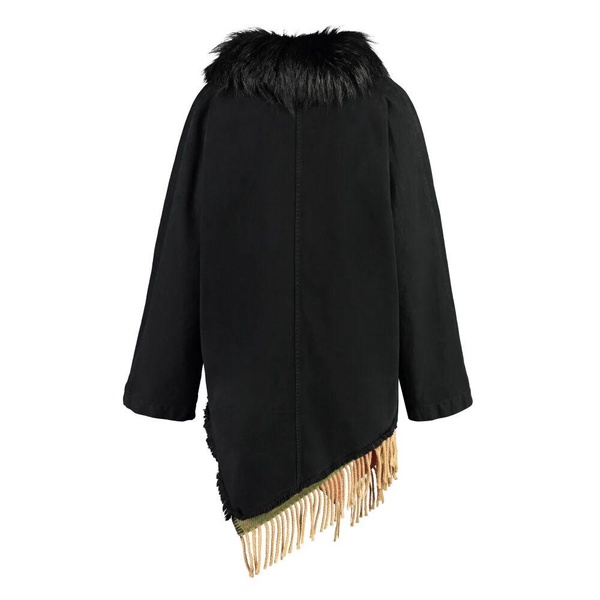 Fur Collar Parka with Asymmetric Hem