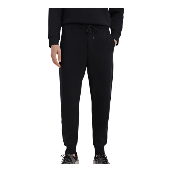 Navy Blue Jogger Pants with Black Side Bands and Logo Lettering