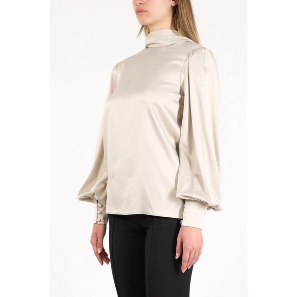 Satin Blouse with Padded Shoulders