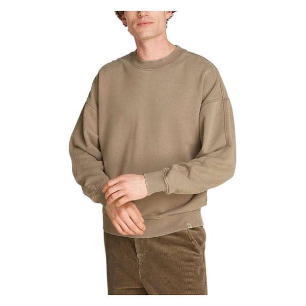 Beige Cotton Sweatshirt with Round Neck