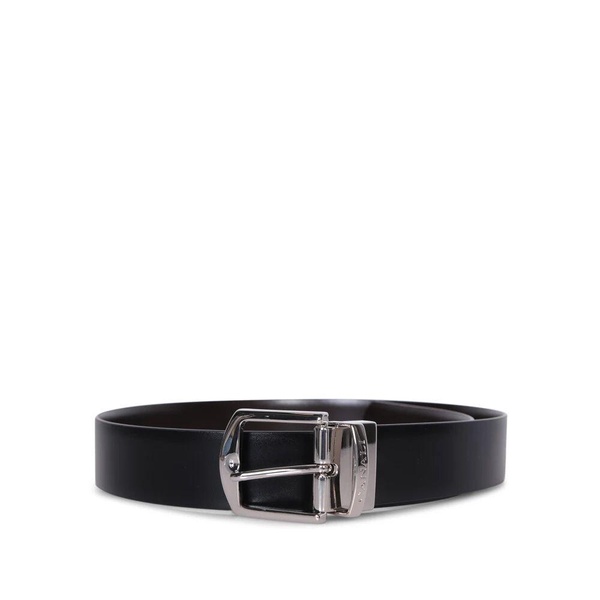 Black Leather Logo Buckle Belt