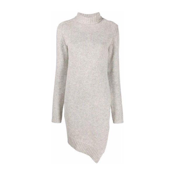 Knitted Dress with Asymmetric Roll Neck