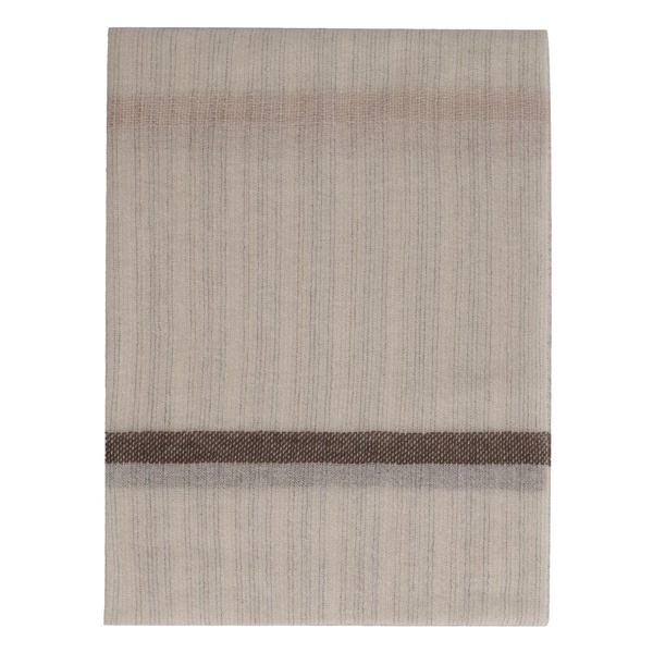 Striped Cashmere Scarf with Fringed Hemline