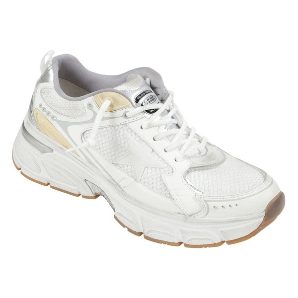 White leather and mesh sneakers