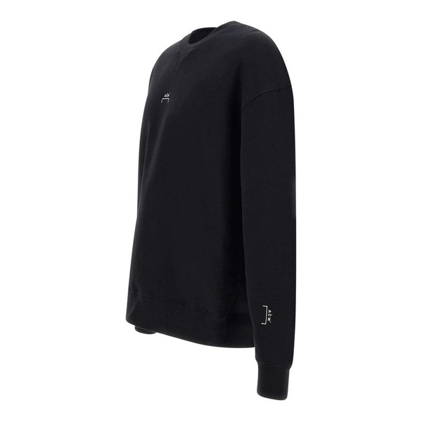 Black Cotton Sweatshirt with Mini Logos