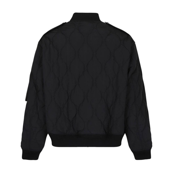 Quilted Bomber Jacket with Applique Logo