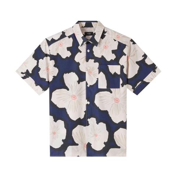 Floral Shirt with Navy Details