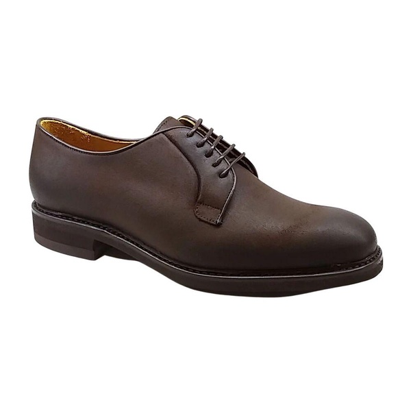 Brown Leather Blucher Shoe with Vibram Rubber Sole
