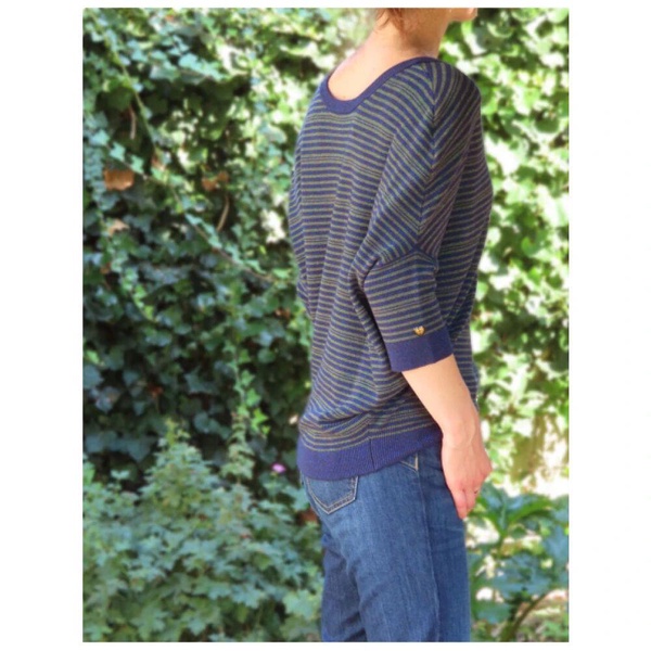 Sparkling Horizontal Striped V-Neck Sweater