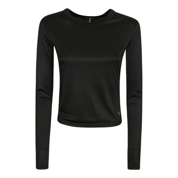 Black Stretch Top with Logo Detail