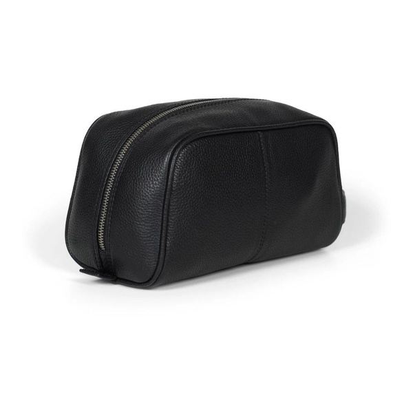 Black Leather Men's Travel Washbag