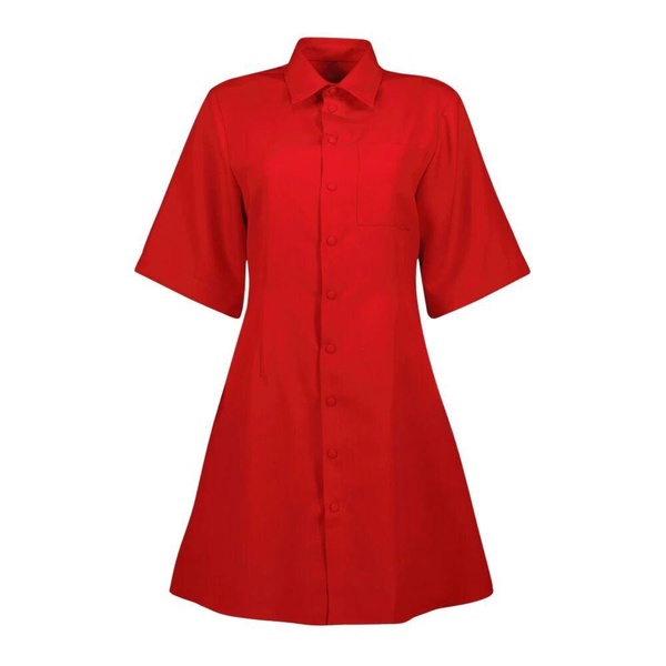 Red Wool Shirt Dress Spring-Summer 2025