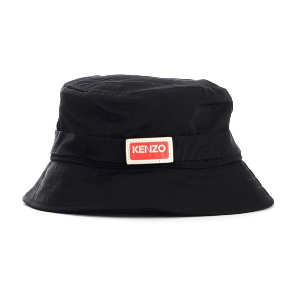 Black Logo Bucket Hat with Red and White Front