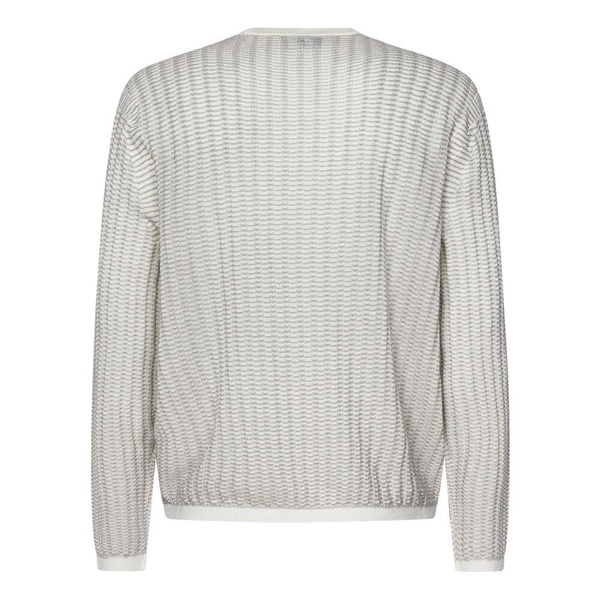 White Wave Pattern Crewneck Sweater