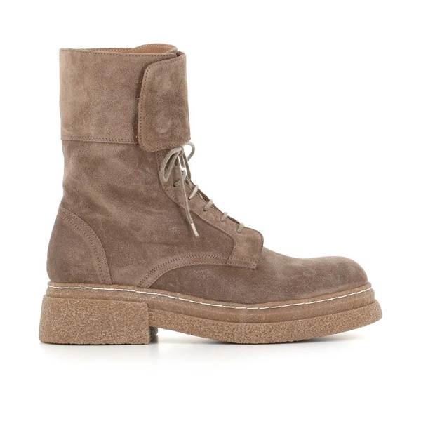Beige Suede Ankle Boots with Rubber Sole