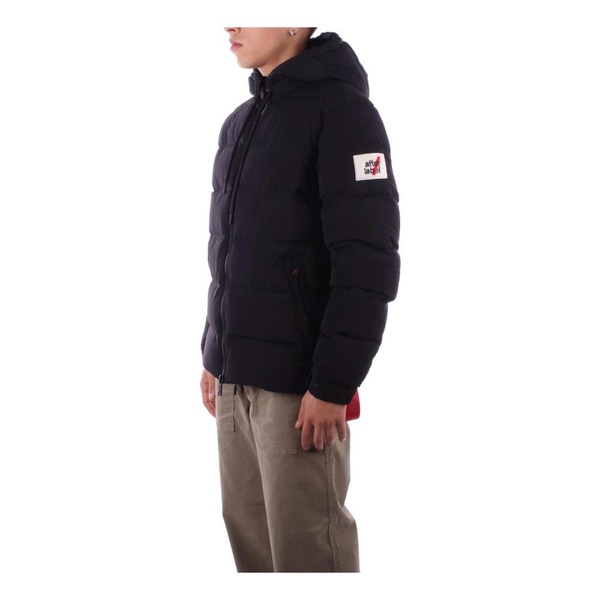 Hooded Black Coat with Zipper Pockets