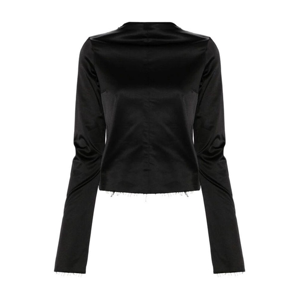 Black Satin Logo Top