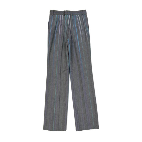 Gray Wool Blend Flared Leg Trousers