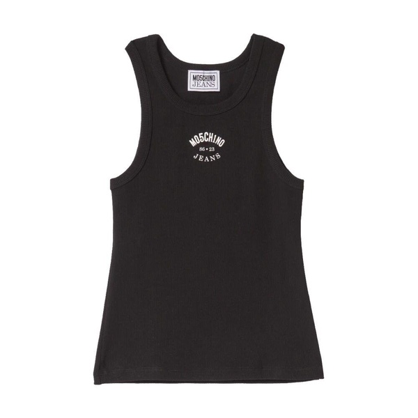 Ribbed Logo Tank Top Black