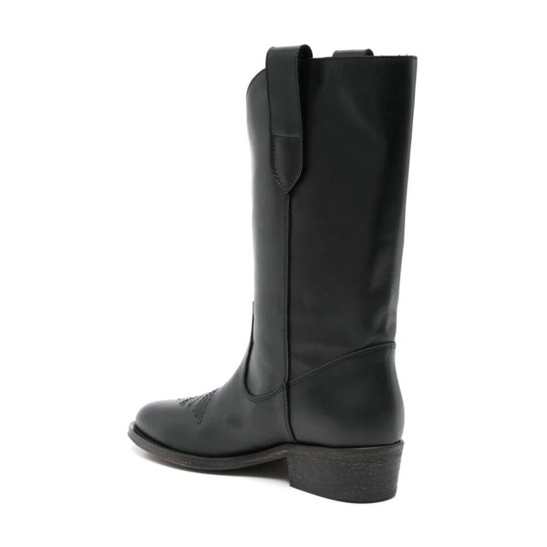 Black Slip-On Leather Boots