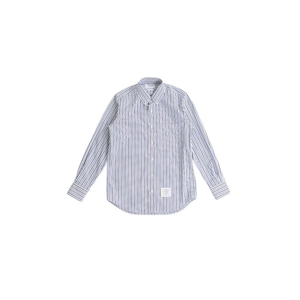 Navy and Sky Blue Striped Poplin Shirt