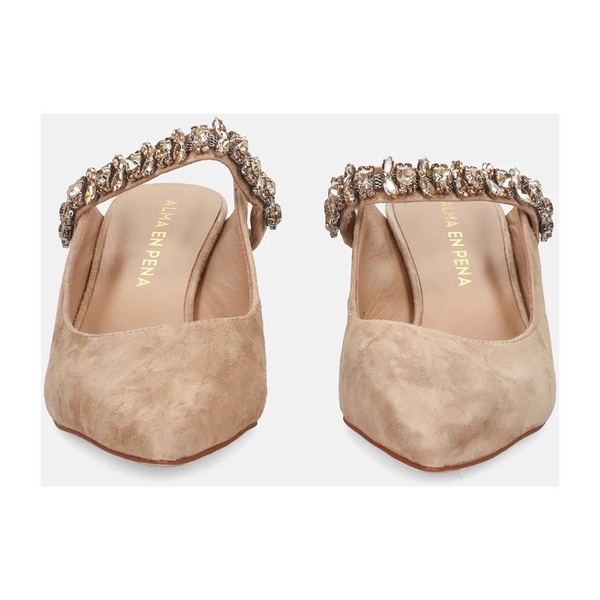 Beige Rhinestone Mules for Special Occasions