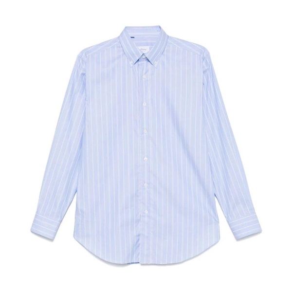 Striped Shirt Light Blue Button Front Long Sleeve