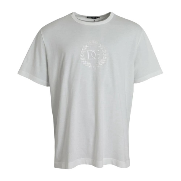 White Cotton Logo Crewneck T-shirt