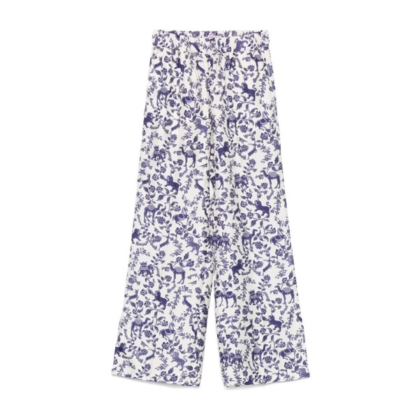 Beige Trousers with Elasticated Waistband