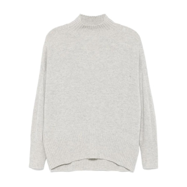 Light Grey Cashmere Sweater Melange Effect