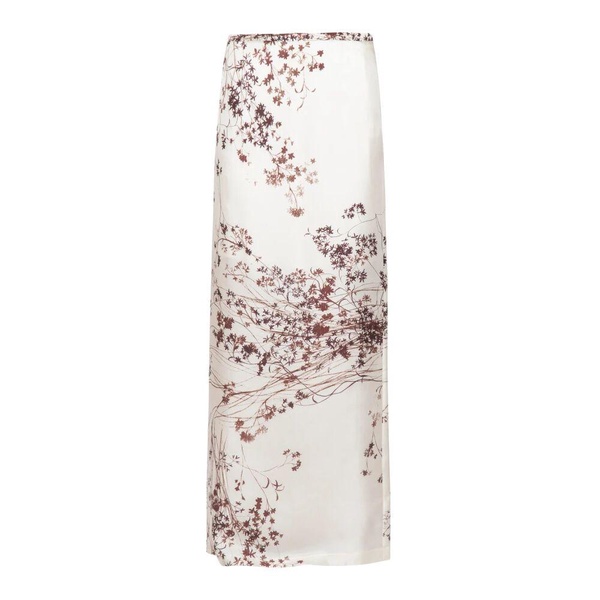 Printed Silk Long Skirt with Slit
