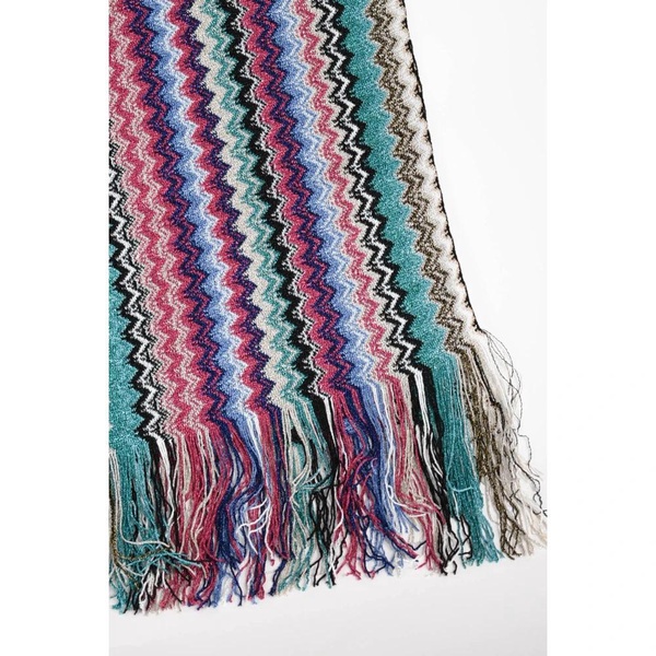 Chevron Pattern Viscose Scarf with Fringes