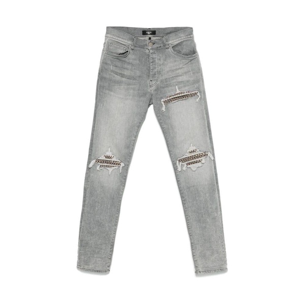 Light Grey Ripped Jeans with Button Fly