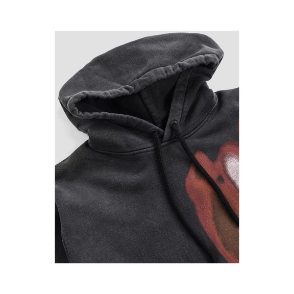 Black Graphic Hoodie with Red Print