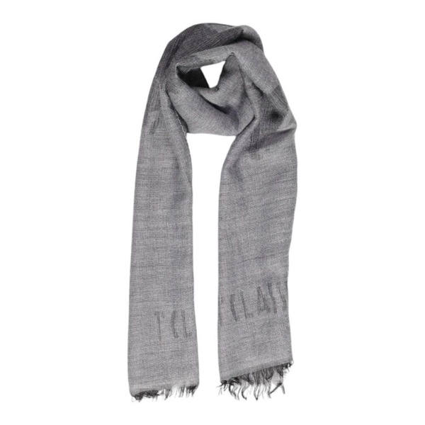 Elegant Grey Wool Blend Scarf