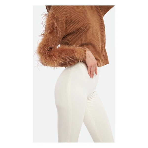 High Waist White Pants Stretch Design