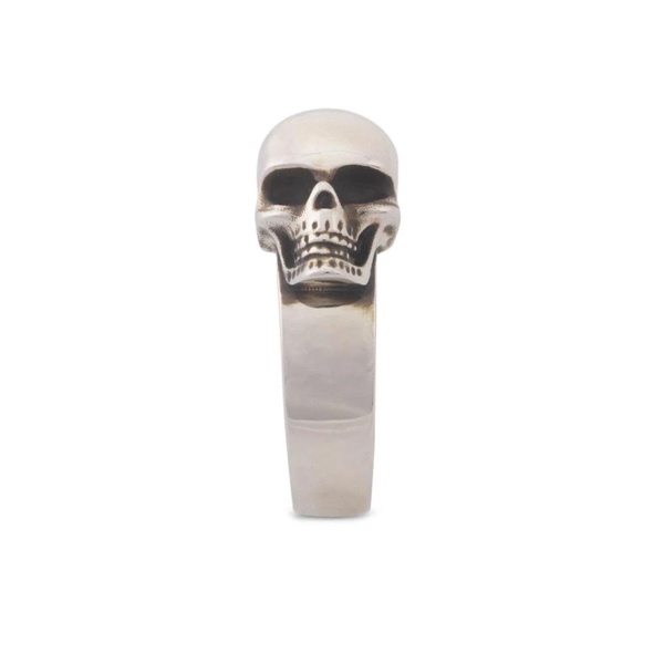 Edgy Side Skull Silver Ring
