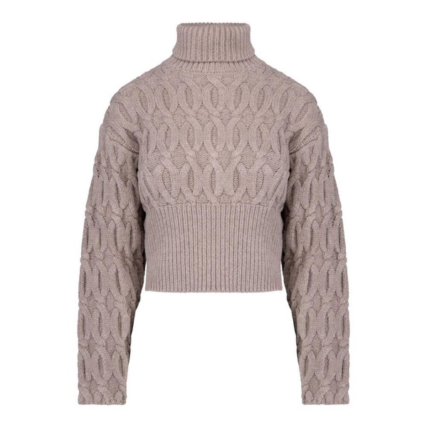 Maxi-neck Cable-Knit Wool Turtleneck