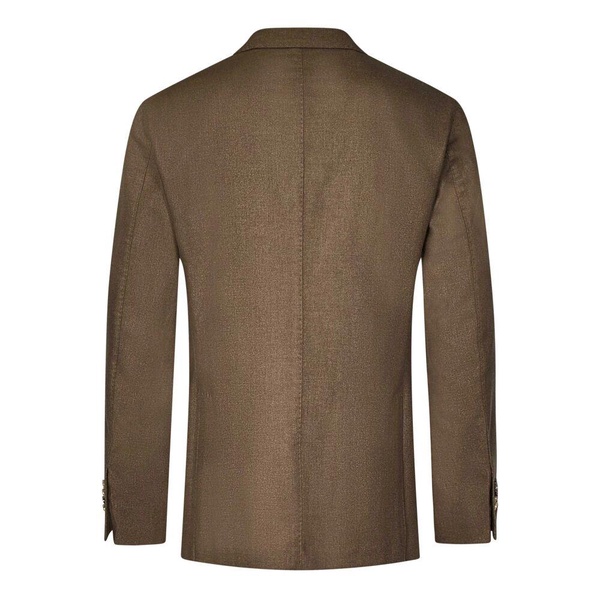Brown Wool Blend Single-Breasted Blazer