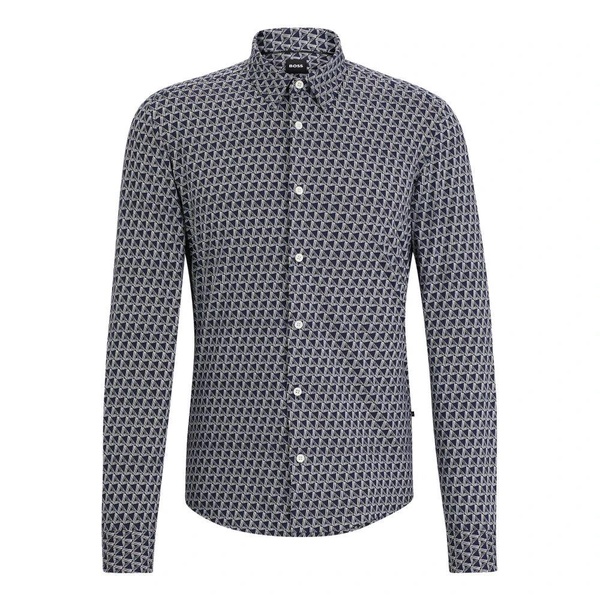 Slim-fit shirt in printed performance-stretch material