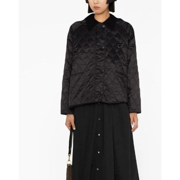 Quilted Black Coat with Removable Hood