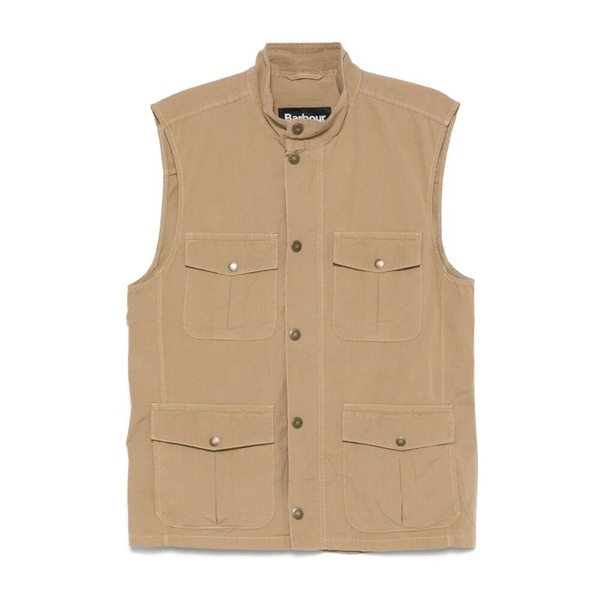 Beige Jacket with Front Press-Stud Fastening